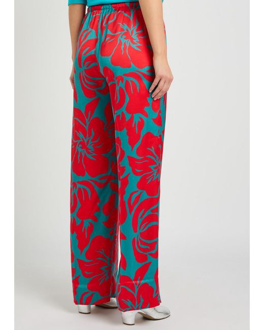 Dries Van Noten Red Puvis Patterned Satin Trousers