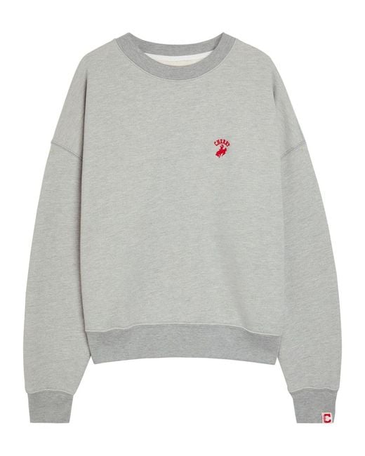 CHERRY LA Gray Western Athletic Logo-Embroidered Cotton Sweatshirt for men