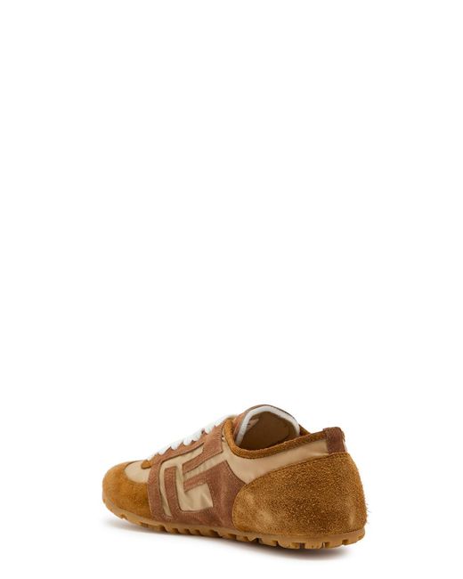 Balmain Brown Racer 45 Suede And Nylon Sneakers