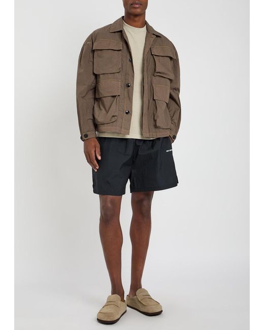 MKI Miyuki-Zoku Brown Crinkled Nylon Overshirt for men