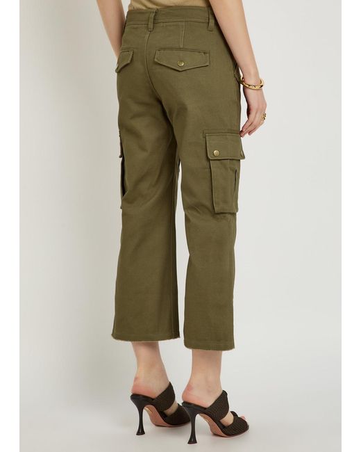 Isabel Marant Green Josine Twill Cropped Cargo Trousers