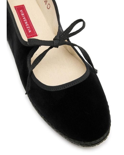 Vibi Venezia Black Brigitte Velvet Ballet Flats
