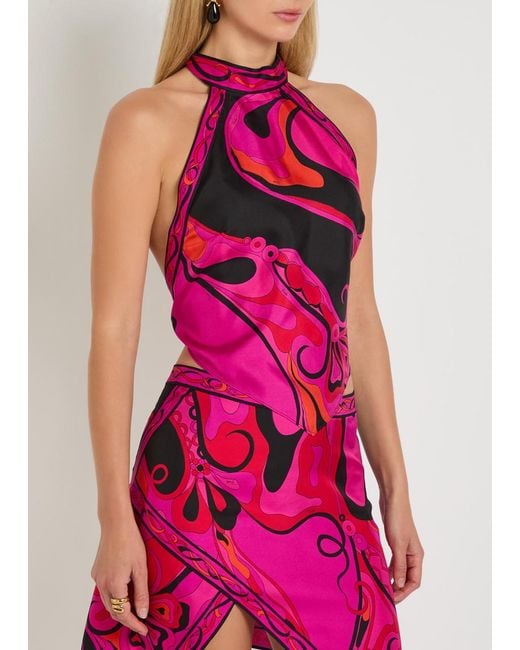 Emilio Pucci Pink Printed Silk Top