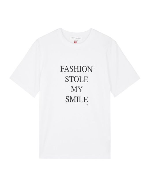 Victoria Beckham White Printed Cotton T-shirt