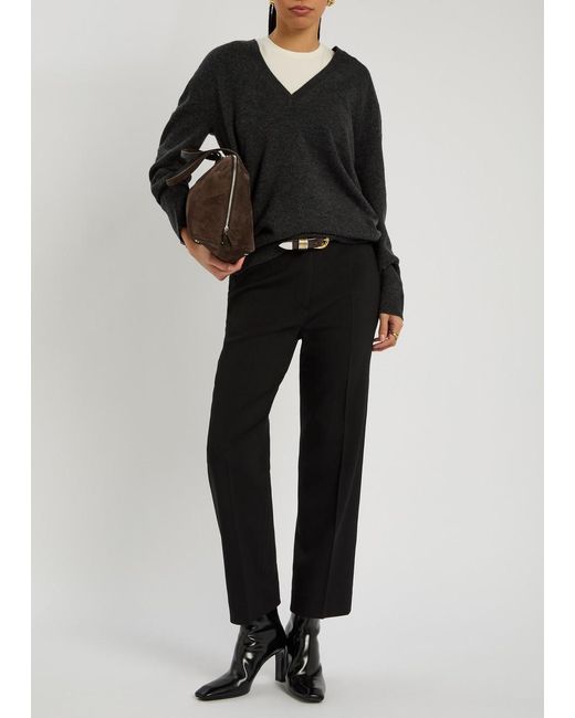Totême Black Cropped Straight-Leg Trousers