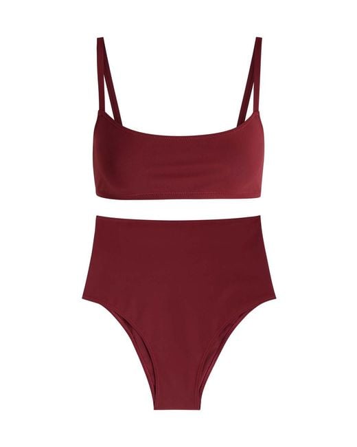 Lido Red Leslie Amon Paloma Printed Designer Bikini, M