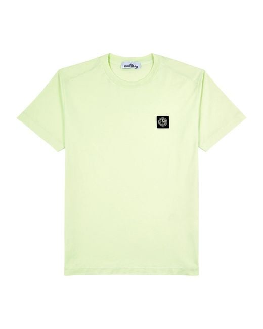 Stone Island Yellow Logo Cotton T-Shirt for men