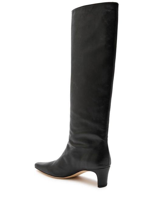 Staud Black Wally Leather Knee-High Boots