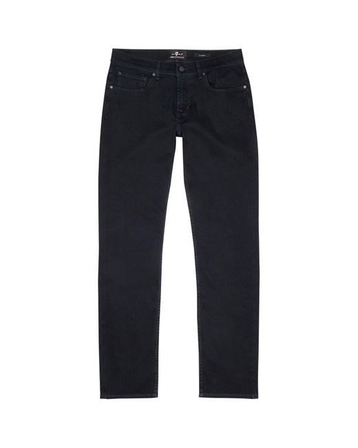 7 For All Mankind Blue Slimmy Luxe Performance Dark Jeans for men