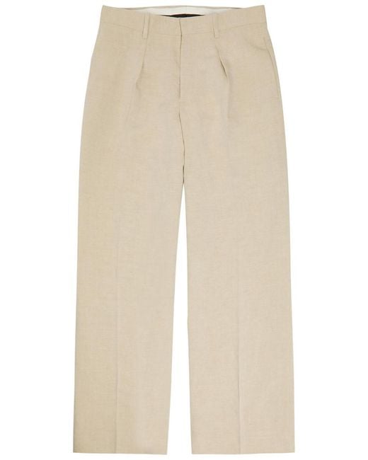 J.W. Anderson Natural Pleated Wide-Leg Linen-Blend Trousers for men