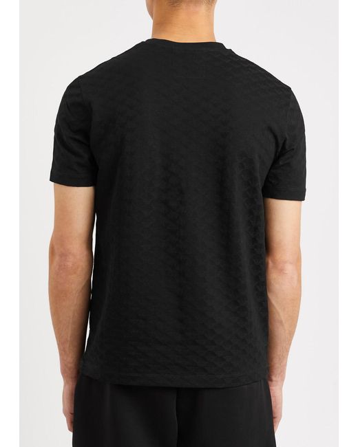 Emporio Armani Black Monogram-jacquard Cotton T-shirt for men
