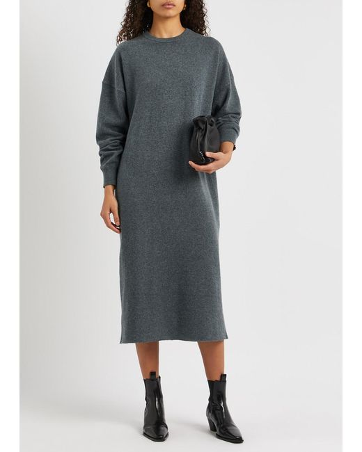 Extreme Cashmere Gray N°106 Weird Short Cashmere-blend Dress