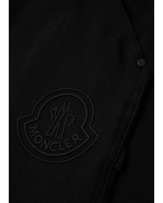 Moncler Black Logo-embroidered Cotton Trousers for men