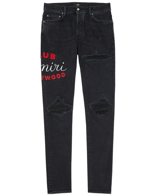 Amiri Blue Club Mx1 Appliquéd Skinny Jeans for men