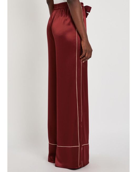 Roksanda Red Nael Wide-Leg Satin Trousers