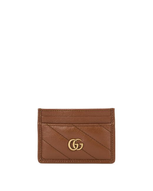 Gucci Brown Gg Marmont Leather Card Holder