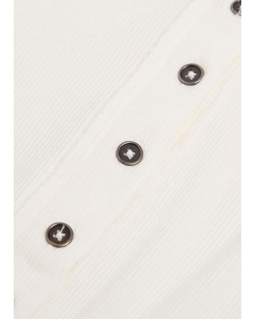 Free People White Jamie Henley Ribbed Stretch-Cotton Top