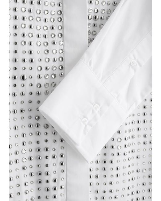 16Arlington White Marley Embellished Cotton-Poplin Shirt