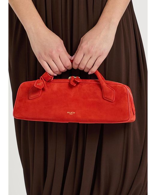 Alaïa Red Le Teckel Suede Clutch