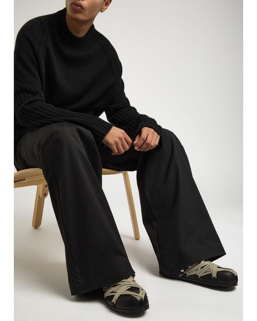 Rick Owens Black Mega Lace Leather Mules for men