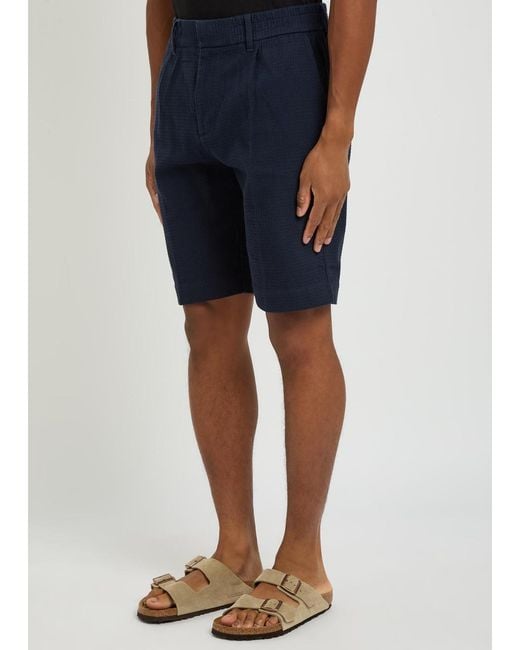 CHE Blue Picket Textured Cotton Shorts for men