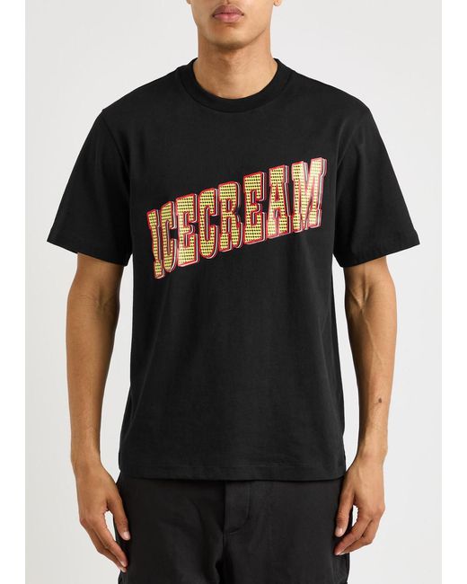 ICECREAM Black Casino Printed Cotton T-Shirt for men