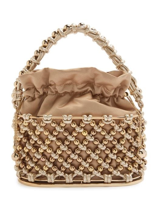 Rosantica Brown Holli Opulenza Embellished Metal Top Handle Bag