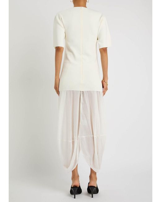 Totême  White Cocoon Draped Maxi Dress