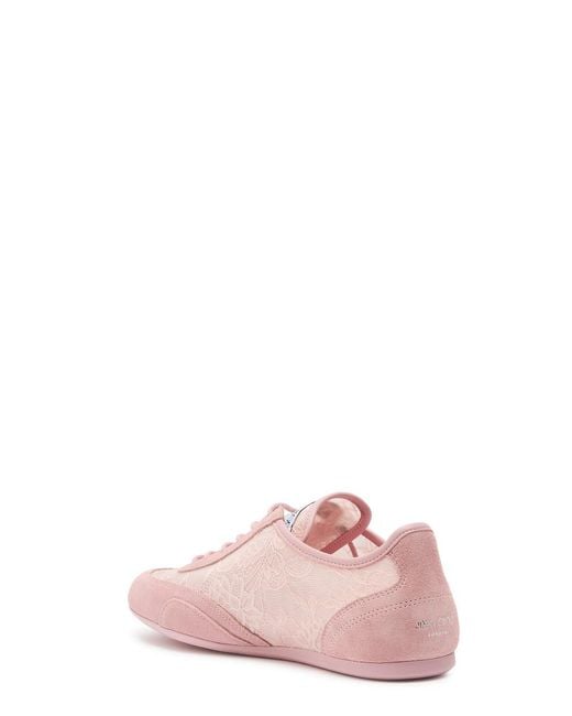 Jimmy Choo Pink Sunny Panelled Lace Sneakers