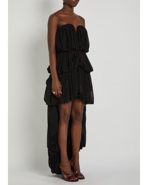 Ronny Kobo Black Aly Gathered Tissue Jersey Mini Dress