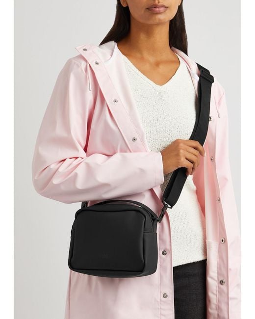 Rains Black Box Rubberised Top Handle Bag