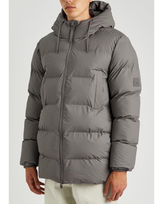 Rains Gray Alta Quilted Rubberised Coat for men