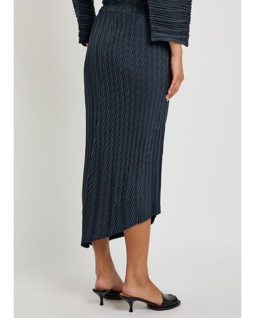 Issey Miyake Blue Unfurling Pleats Woven Midi Skirt