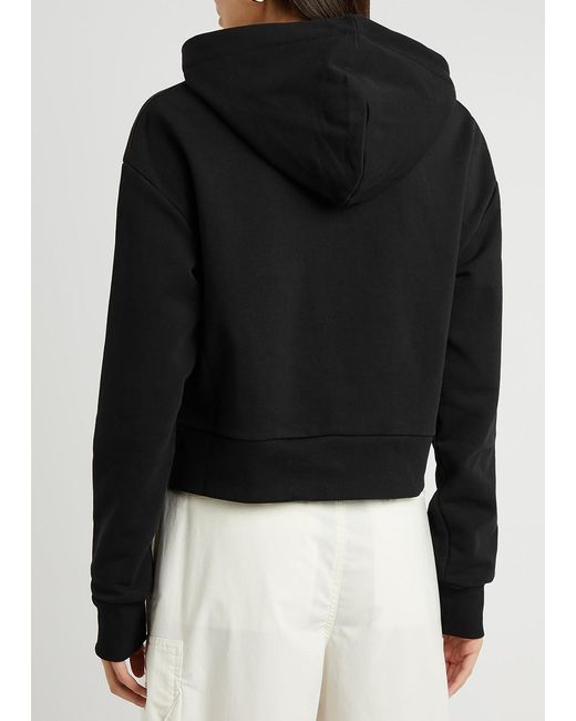 Balmain Black Cropped Hooded Cotton Sweatshirt