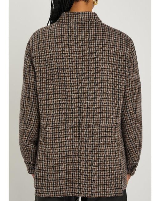 Blazé Milano Brown Lokai Houndstooth Wool-Blend Jacket