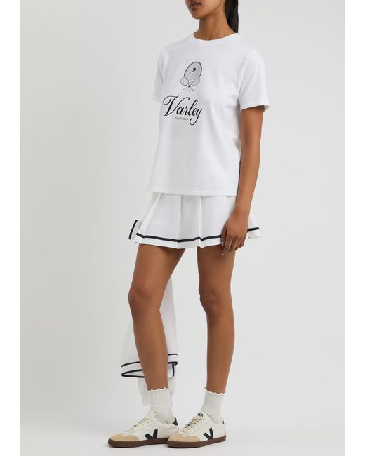 Varley White Coventry Logo-Print Stretch-Cotton T-Shirt
