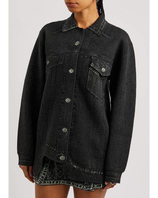 Ph5 Black Hana Intarsia Stretch-knit Jacket