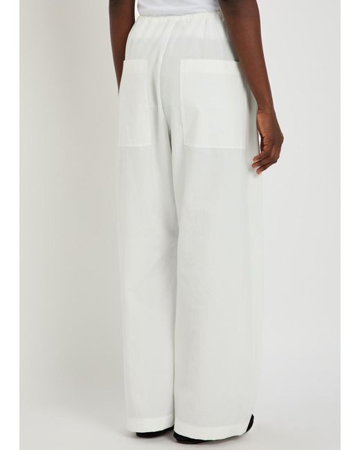 Studio Nicholson White Drawstring Straight-Leg Cotton Trousers