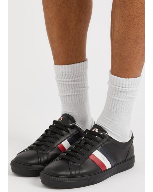 Moncler Black New Monaco Leather Sneakers for men