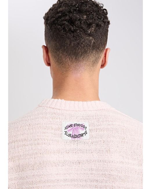 Acne Pink Textured Wool-Blend Jumper for men