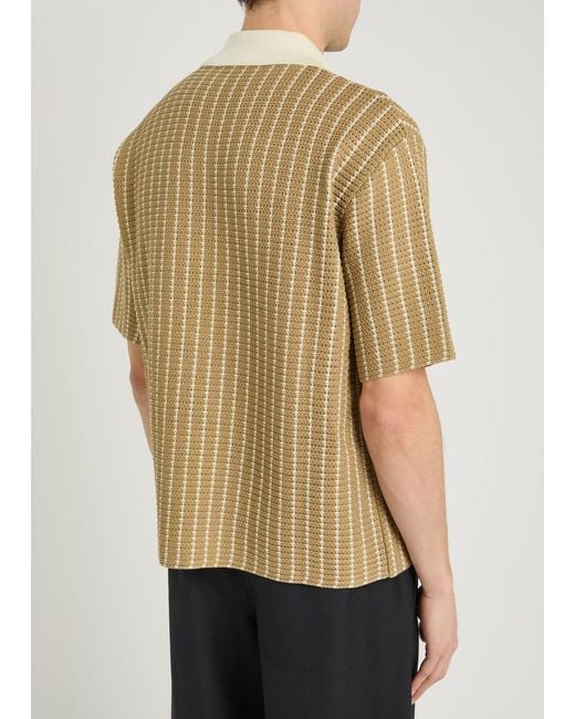Jil Sander Natural Striped Cotton-Knit Polo Shirt for men