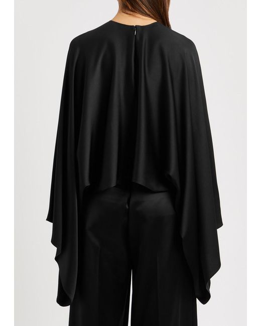 Stella McCartney Black Cape-effect Draped Satin Top