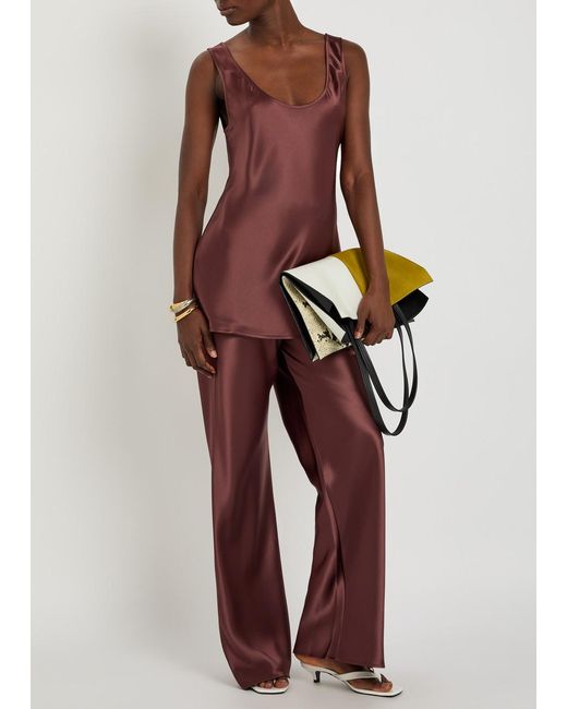 Shona Joy Red Savanna Scoop-Neck Satin Tank Top