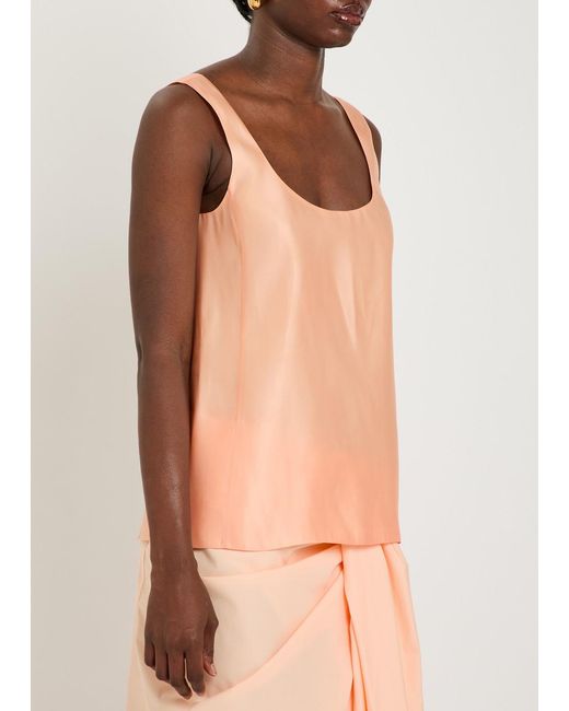 Khaite Pink Parker Satin And Silk-Blend Top