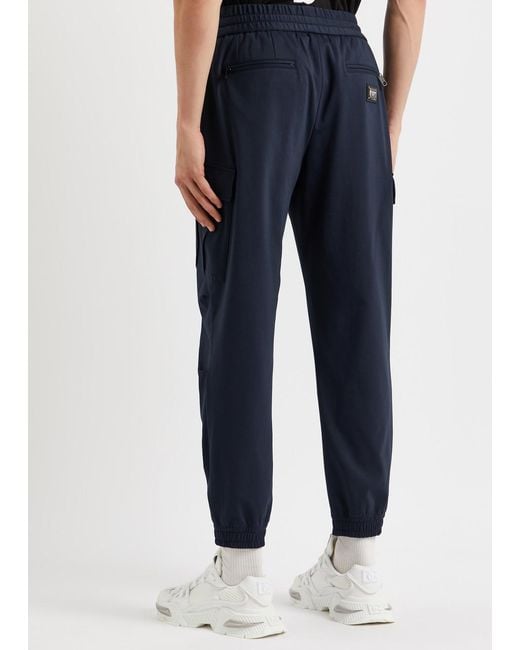 Dolce & Gabbana Blue Stretch-jersey Cargo Sweatpants for men
