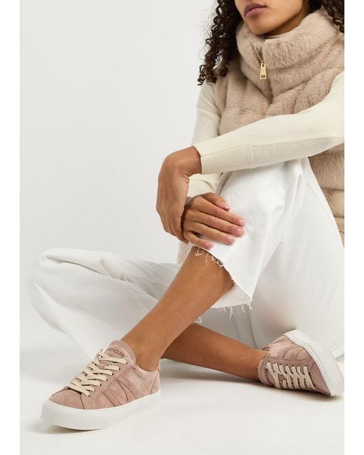 Moncler Pink Monaco 2 Panelled Suede Sneakers