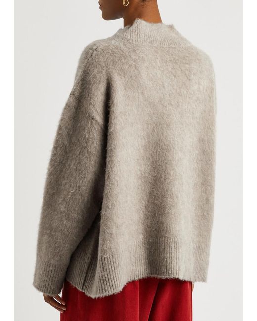 The Row Gray Fayette Brushed Cashmere Jumper