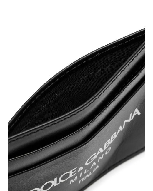 Dolce & Gabbana Black Logo-print Leather Card Holder for men