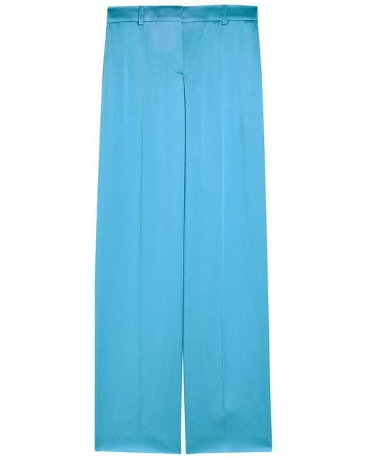 Stella McCartney Blue Wide-Leg Satin Trousers