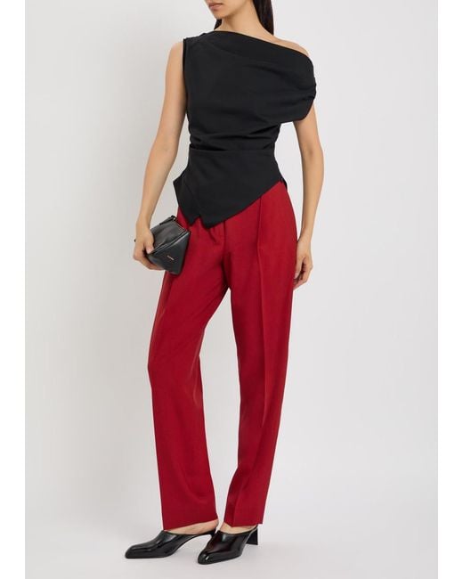 Rohe Black Asymmetric Off-The-Shoulder Top